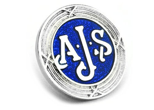 AJS Round Pin Badge - Blue/chrome