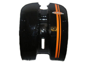 MODENA LEG SHIELD - BLACK WITH ORANGE STRIPE