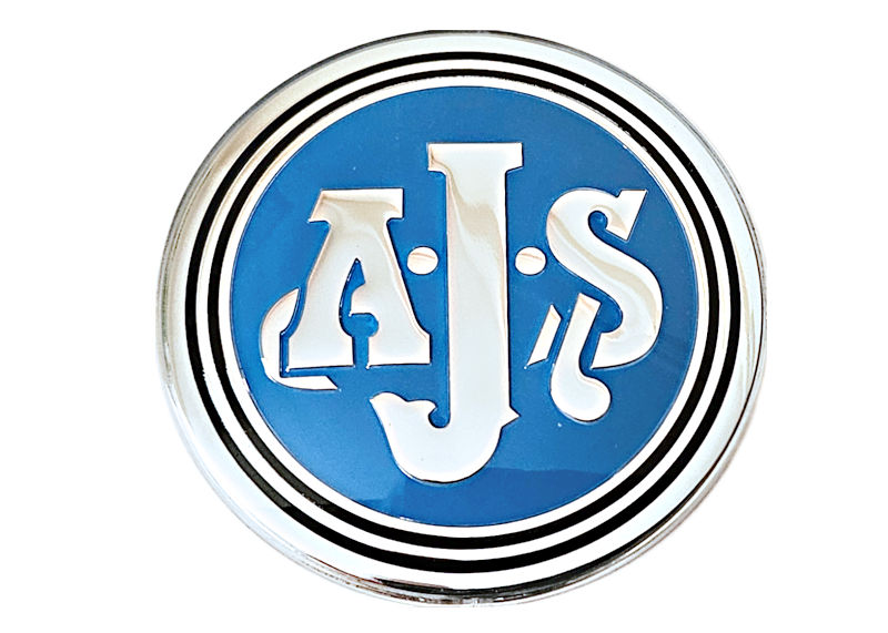 AJS TANK BADGE 57MM DIA. BLUE/CHRM