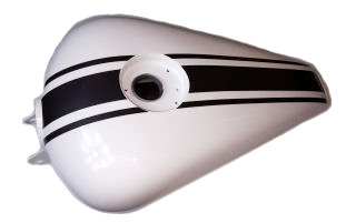 DAYTONA FUEL TANK - WHITE/GREY STRIPES