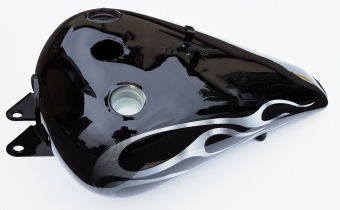 EOS 125 MK 2 FUEL TANK - BLACK/SILVER FLAMES