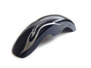 DD125E FRONT FENDER - BLACK/SILVER FLAME