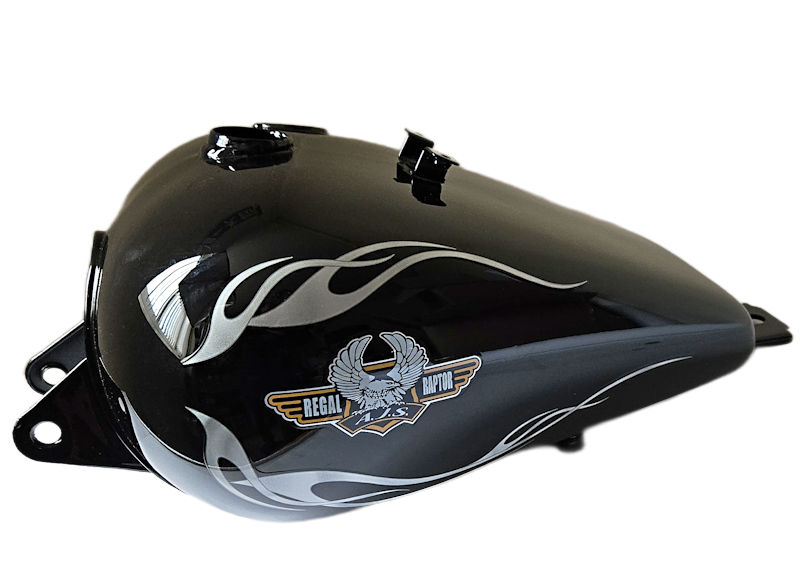 FUEL TANK SILVER FLAME/BLACK (9B)