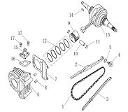 CYLINDER, PISTON, CRANK, 