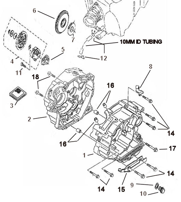 CRANKCASE AND OIL PUMP