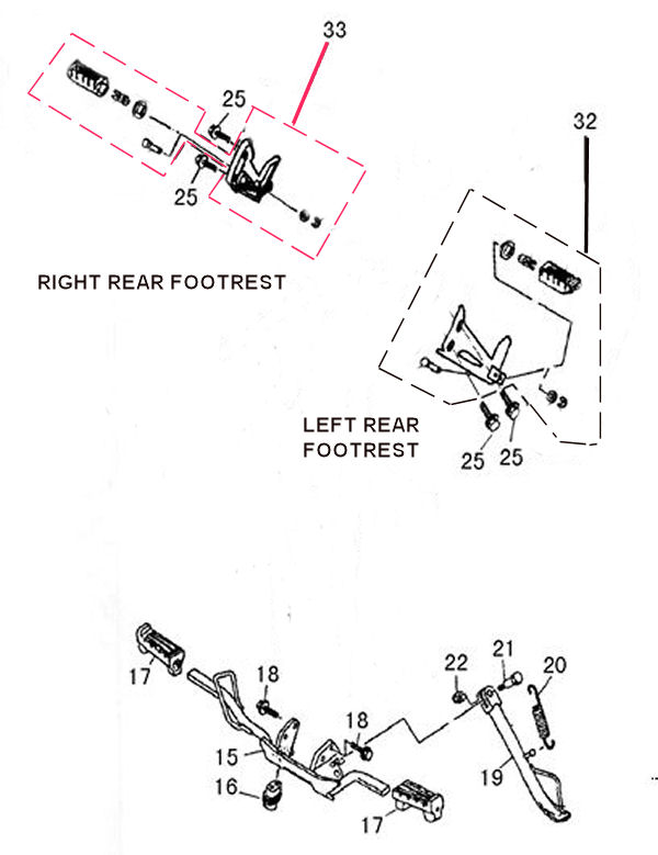 FOOTRESTS - FRONT & REAR