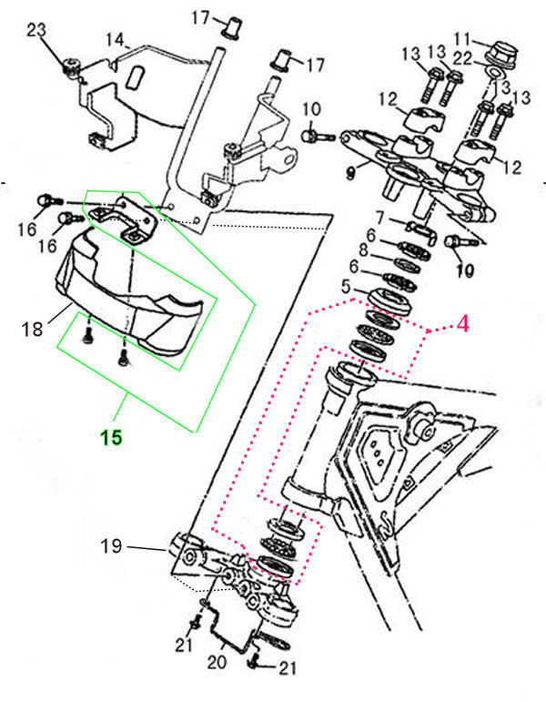 HEADSTOCK AND FAIRING BRACKET ARRANGEMENT