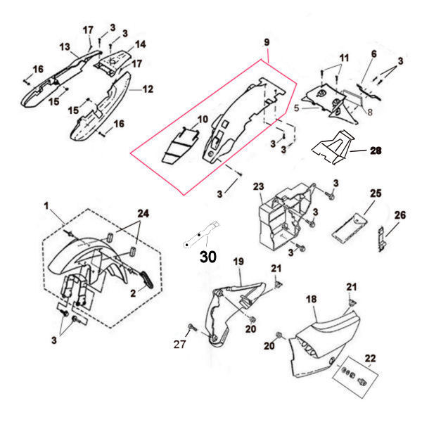 PLASTIC SIDE PANELS, FENDERS AND FIXINGS