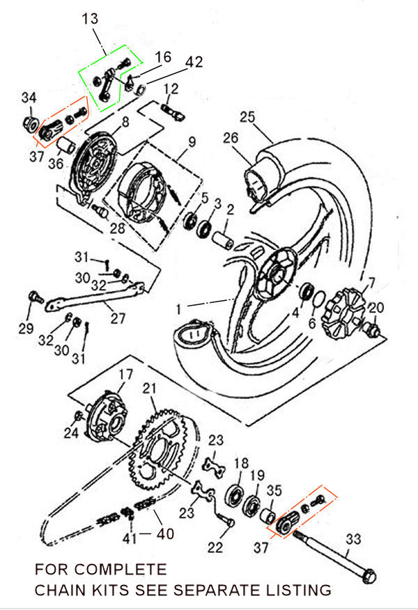 REAR WHEEL & ASSOCIATED PARTS