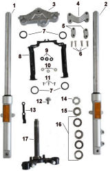 FRONT FORKS, YOKES, BEARINGS