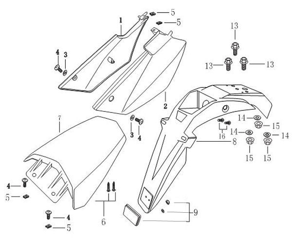 REAR FENDER, SIDE PANELS & FIXINGS