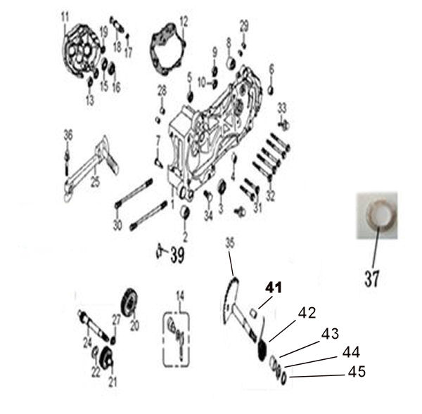 LEFT CRANKCASE, KICK STARTER & TRANSMISSION