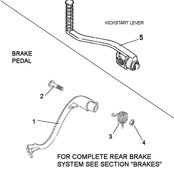 Brake Pedal, Kick Start Lever