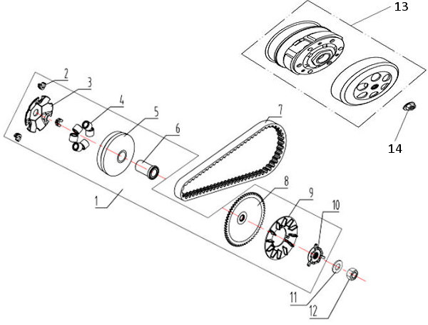 VARIATOR, CLUTCH & DRIVE BELT