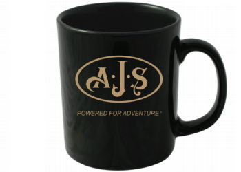 BLACK MUG WITH GOLD AJS LOGO