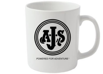 WHITE MUG WITH BLACK AJS LOGO